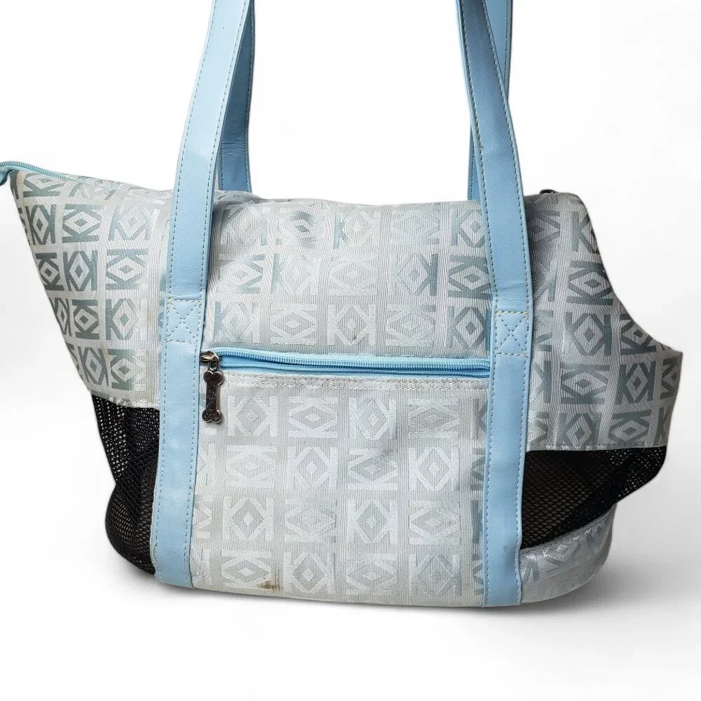 Small Dog Carrier With Shoulder Strap Geo‎ Pattern Mesh Walls
